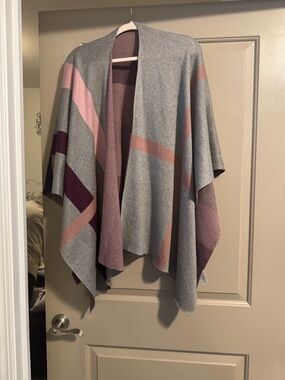 Talbots Gray, Pink & Plum Colorblock Knit Cape